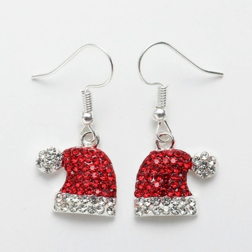 NWT Merry Rhinestone Santa Hat Earrings